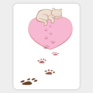 Cat Walks On Your Heart Sticker